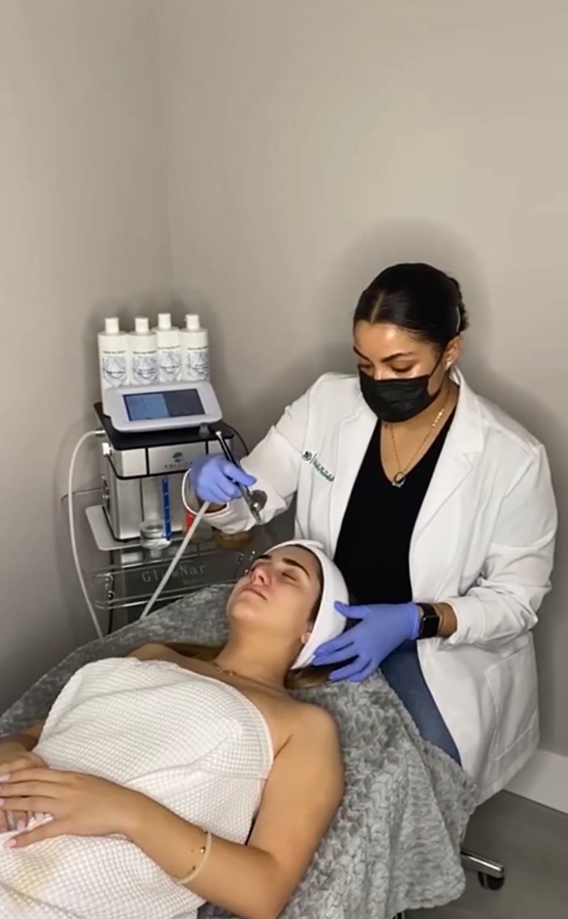 hydrodermabrasion, diamond dermabrasion, EMS, electroporation, and oxygen infusion device
