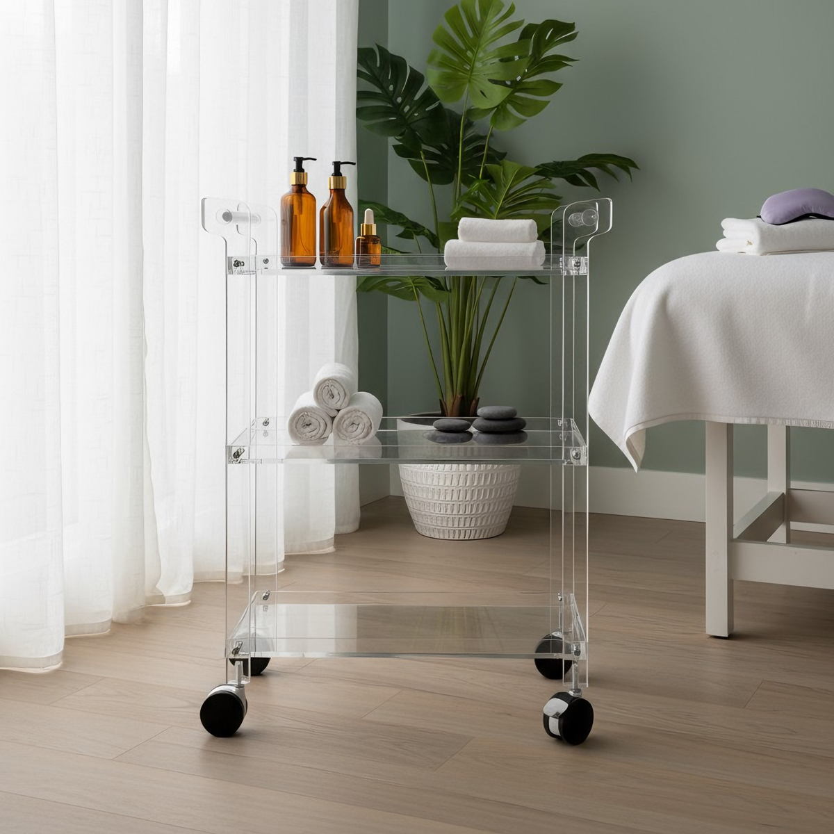 Lumi Acryllic Trolley with Shelves