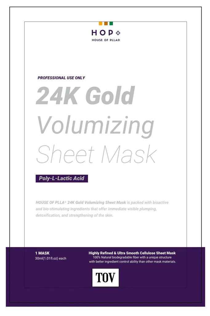 HOP+ 24K Gold Volumizing PLLA Sheet Masks 5pc: Wholesale