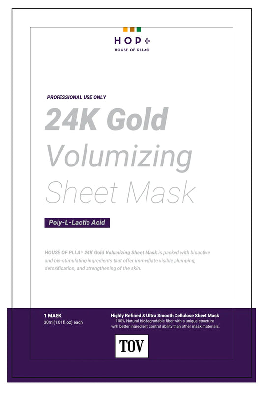 HOP+ 24K Gold Volumizing PLLA Sheet Masks: 5pc