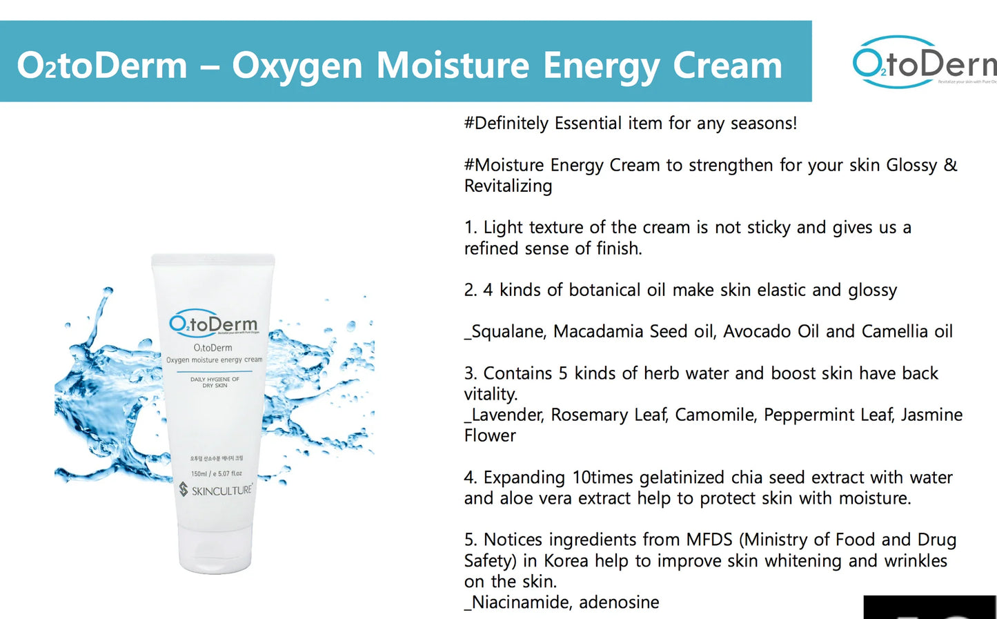 O2toDerm Oxygen Energy Cream Wholesale