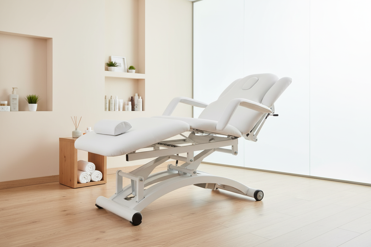 Adore Electric Beauty Bed side angle view in a modern spa treatment room